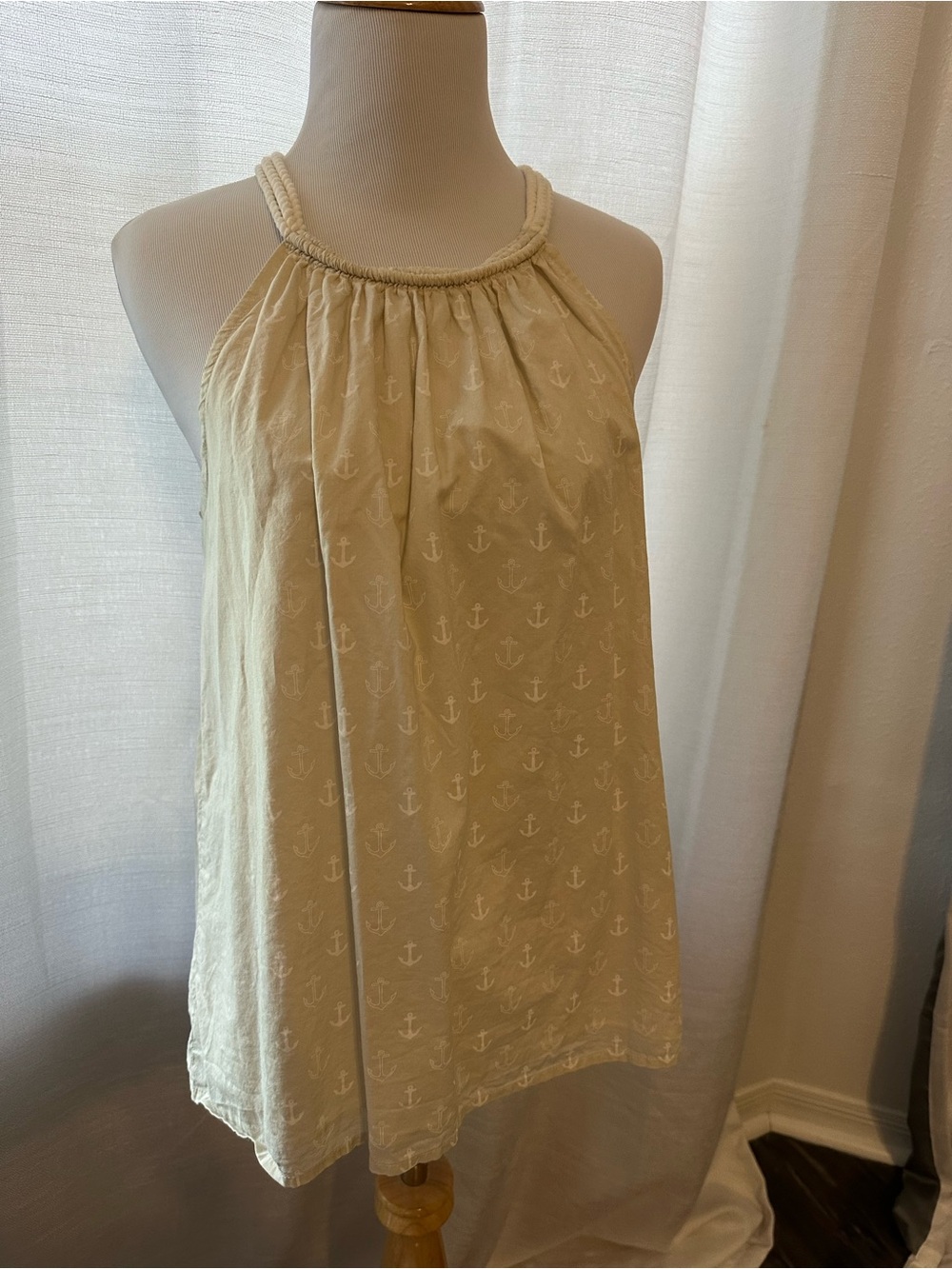 J. Crew Cream Halter Tank with Anchor Print